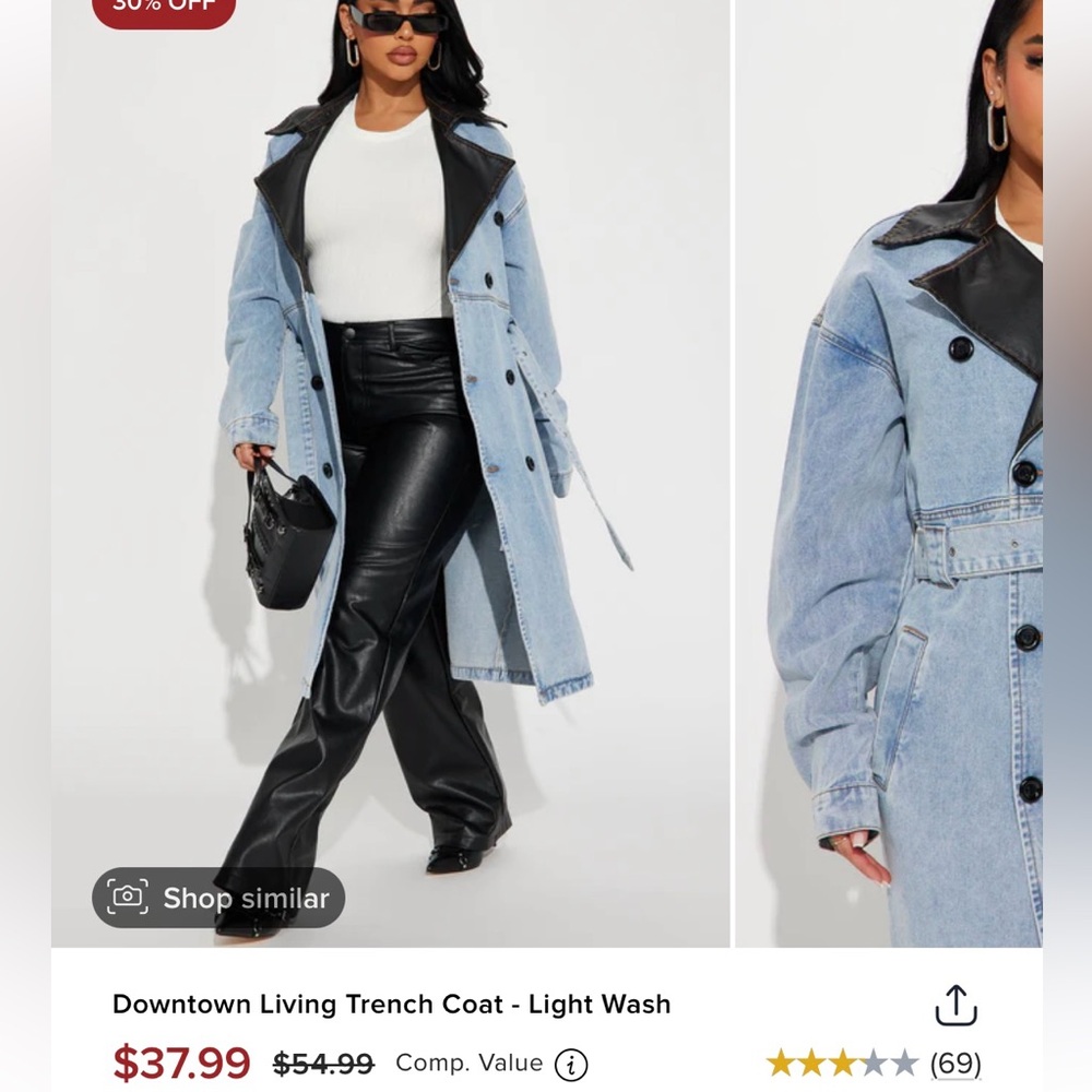 Women's Light Blue Denim Trench Coat